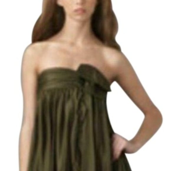 Diane von Furstenberg Tolara Olive Green Strapless Cocktail Dress - Picture 1 of 3
